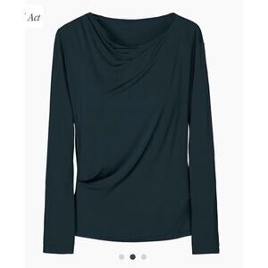 MM Lafleur Shirt Womens Medium The Winfry Top Cowl Neck Long Sleeve Black Blouse